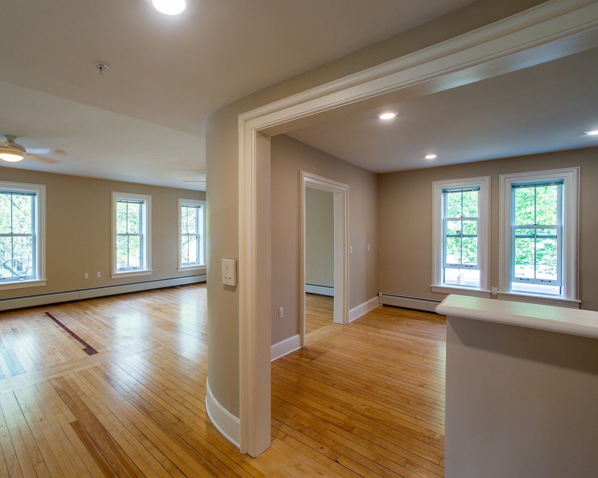 south main apartments living area with hardwood floors