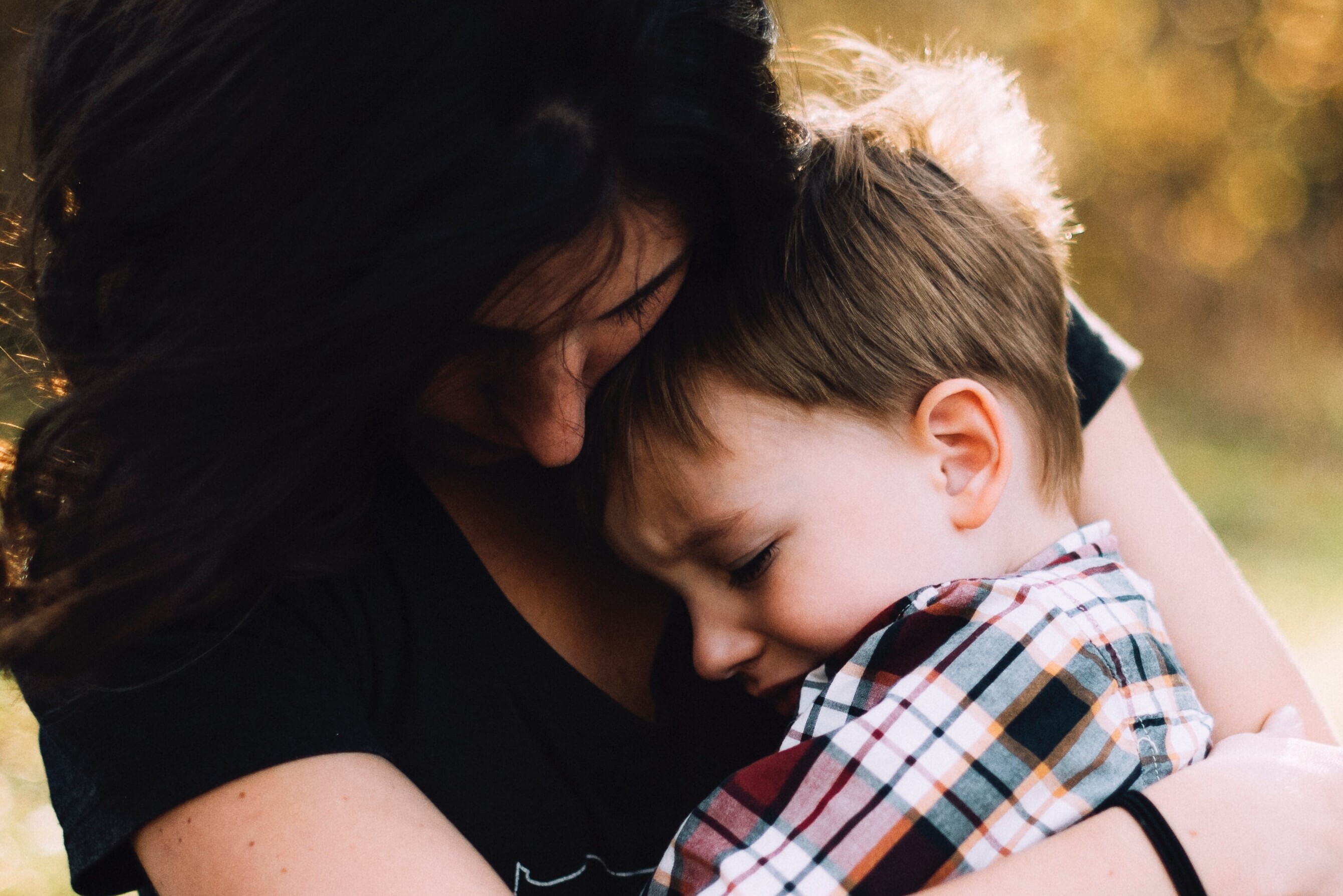 mother and child hugging