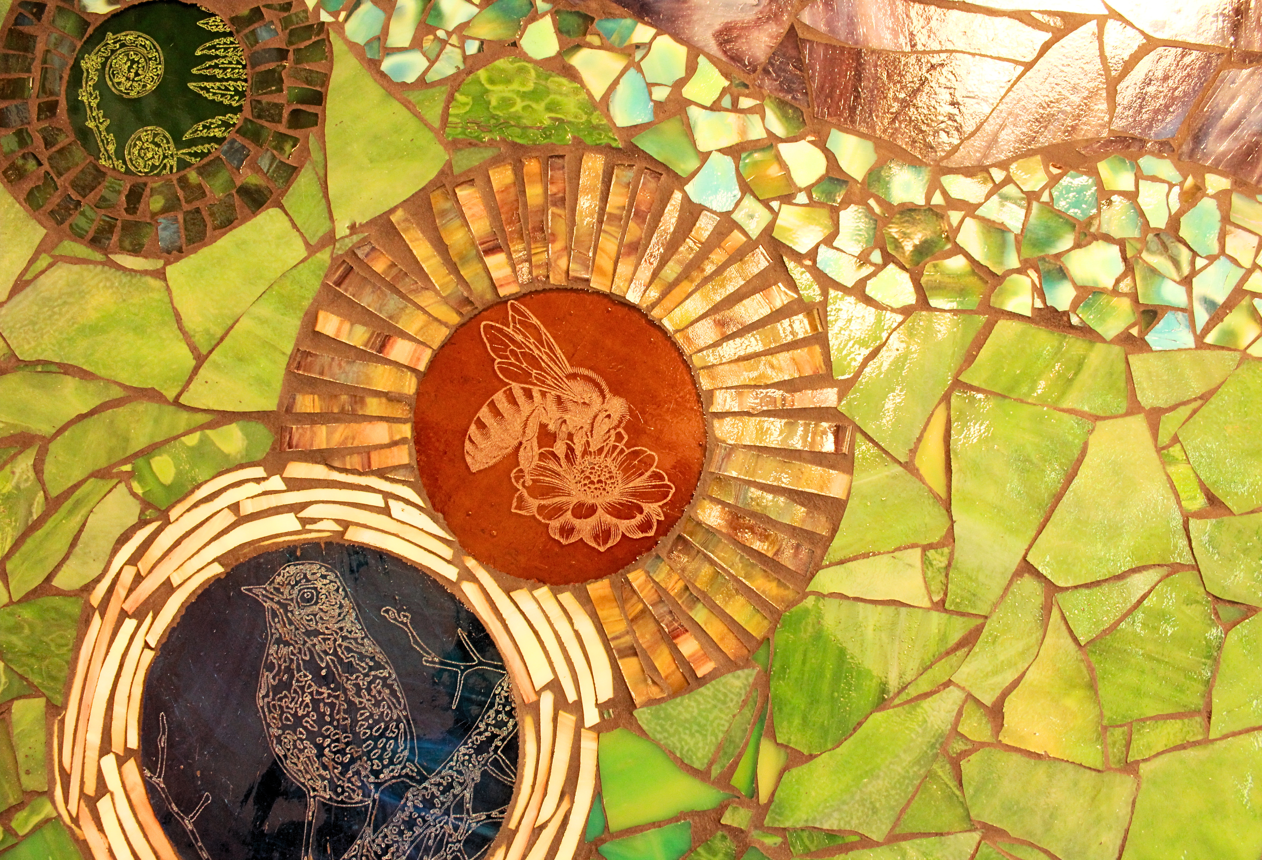 Close up of the Marsh House mosaic 